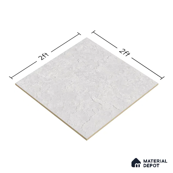 Stone Floor Tile TL 07671 Meta Stone Silver 2 ft x 2 ft Matte Finish Vitrified Tile - 9 mm | 10 Random Design  | Suitable For Bathroom, Terrace & Balcony