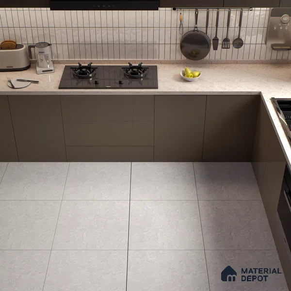 Stone Floor Tile TL 07671 Meta Stone Silver 2 ft x 2 ft Matte Finish Vitrified Tile - 9 mm | 10 Random Design  | Suitable For Bathroom, Terrace & Balcony