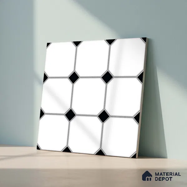 Moroccan Look Wall & Floor Tile TL 08460 Octane Moochrome 2 ft x 2 ft Porcelain Matte Finish - 8 mm | Suitable For Kitchen, Bathroom, Balcony | Please Expect a Slight Variation of Pattern