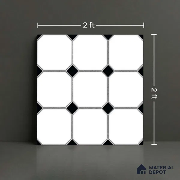 Moroccan Look Wall & Floor Tile TL 08460 Octane Moochrome 2 ft x 2 ft Porcelain Matte Finish - 8 mm | Suitable For Kitchen, Bathroom, Balcony | Please Expect a Slight Variation of Pattern