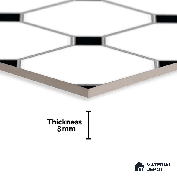 Moroccan Look Wall & Floor Tile TL 08460 Octane Moochrome 2 ft x 2 ft Porcelain Matte Finish - 8 mm | Suitable For Kitchen, Bathroom, Balcony | Please Expect a Slight Variation of Pattern