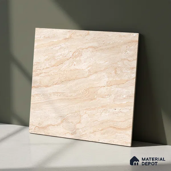 Stone Floor Tile TL 08452 Makrana Cream 2 ft x 2 ft Matte Finish Porcelain Tile - 8 mm | Suitable For Bathroom, Terrace & Balcony