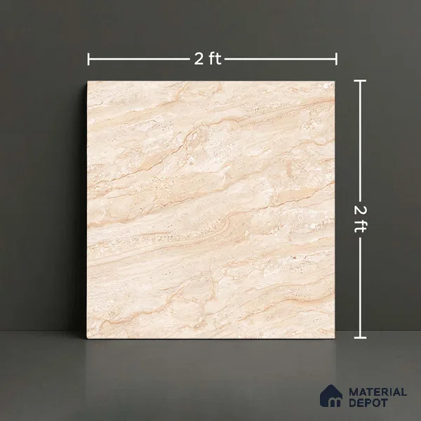 Stone Floor Tile TL 08452 Makrana Cream 2 ft x 2 ft Matte Finish Porcelain Tile - 8 mm | Suitable For Bathroom, Terrace & Balcony
