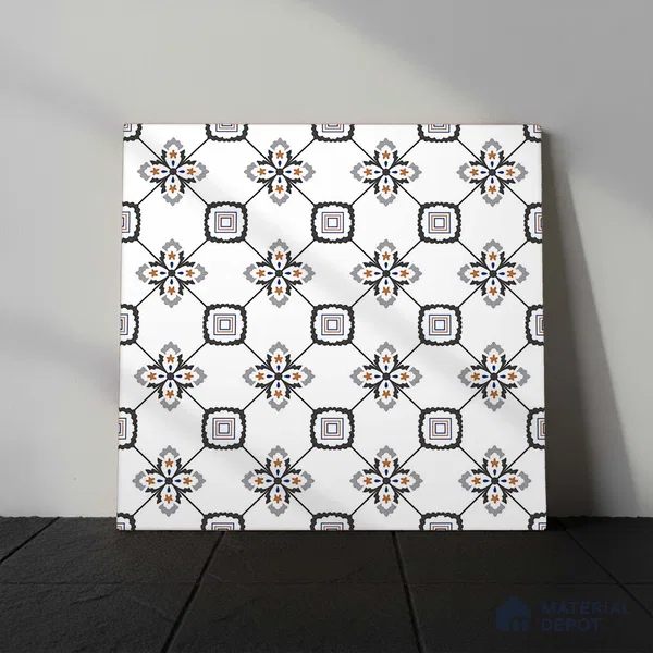 Moroccan Look Wall & Floor Tile TL 08462  2 ft x 2 ft Porcelain Matte Finish - 8 mm | Suitable For Kitchen, Balcony, Dining Area | Please Expect a Slight Variation of Pattern