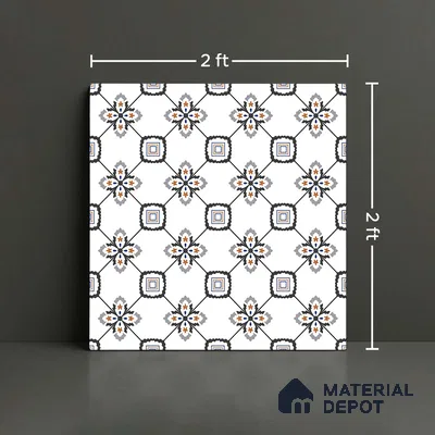 Moroccan Look Wall & Floor Tile TL 08462  2 ft x 2 ft Porcelain Matte Finish - 8 mm | Suitable For Kitchen, Balcony, Dining Area | Please Expect a Slight Variation of Pattern