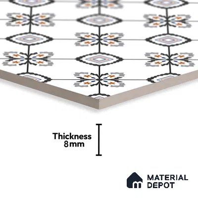 Moroccan Look Wall & Floor Tile TL 08462  2 ft x 2 ft Porcelain Matte Finish - 8 mm | Suitable For Kitchen, Balcony, Dining Area | Please Expect a Slight Variation of Pattern