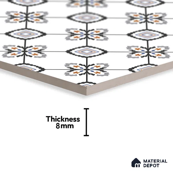 Moroccan Look Wall & Floor Tile TL 08462  2 ft x 2 ft Porcelain Matte Finish - 8 mm | Suitable For Kitchen, Balcony, Dining Area | Please Expect a Slight Variation of Pattern