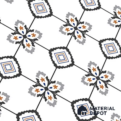 Moroccan Look Wall & Floor Tile TL 08462  2 ft x 2 ft Porcelain Matte Finish - 8 mm | Suitable For Kitchen, Balcony, Dining Area | Please Expect a Slight Variation of Pattern