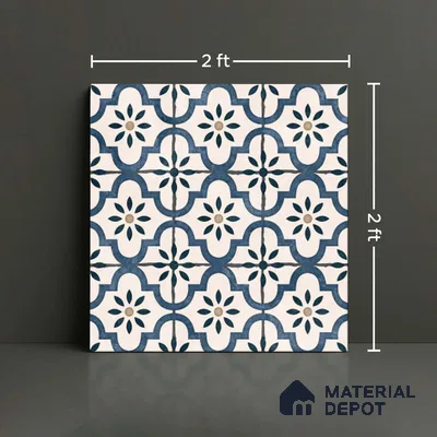 Moroccan Floor & Wall Tile TL 08527 9085 2 ft x 2 ft Porcelain Matte Finish - 8 mm | Suitable For Kitchen, Balcony, Dining Area | Please Expect a Slight Variation of Pattern
