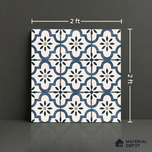 Moroccan Floor & Wall Tile TL 08527 9085 2 ft x 2 ft Porcelain Matte Finish - 8 mm | Suitable For Kitchen, Balcony, Dining Area | Please Expect a Slight Variation of Pattern
