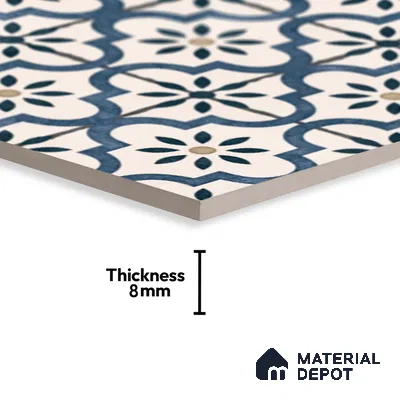 Moroccan Floor & Wall Tile TL 08527 9085 2 ft x 2 ft Porcelain Matte Finish - 8 mm | Suitable For Kitchen, Balcony, Dining Area | Please Expect a Slight Variation of Pattern