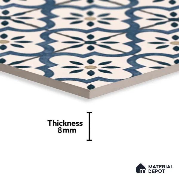 Moroccan Floor & Wall Tile TL 08527 9085 2 ft x 2 ft Porcelain Matte Finish - 8 mm | Suitable For Kitchen, Balcony, Dining Area | Please Expect a Slight Variation of Pattern