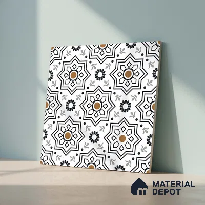 Moroccan Look Wall & Floor Tile TL 08461  2 ft x 2 ft Porcelain Matte Finish - 8 mm | Suitable For Kitchen Backsplash, Balcony, Dining Area | Please Expect a Slight Variation of Pattern