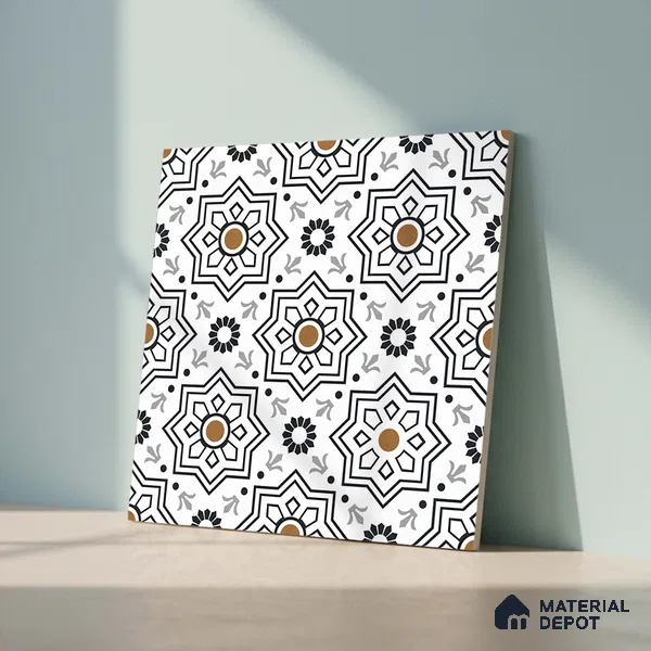 Moroccan Look Wall & Floor Tile TL 08461  2 ft x 2 ft Porcelain Matte Finish - 8 mm | Suitable For Kitchen Backsplash, Balcony, Dining Area | Please Expect a Slight Variation of Pattern
