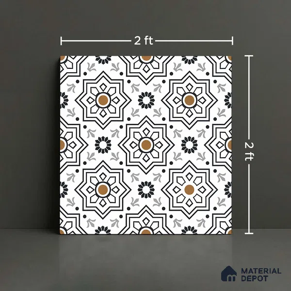 Moroccan Look Wall & Floor Tile TL 08461  2 ft x 2 ft Porcelain Matte Finish - 8 mm | Suitable For Kitchen Backsplash, Balcony, Dining Area | Please Expect a Slight Variation of Pattern