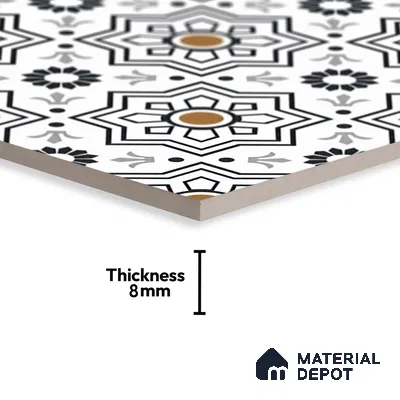 Moroccan Look Wall & Floor Tile TL 08461  2 ft x 2 ft Porcelain Matte Finish - 8 mm | Suitable For Kitchen Backsplash, Balcony, Dining Area | Please Expect a Slight Variation of Pattern