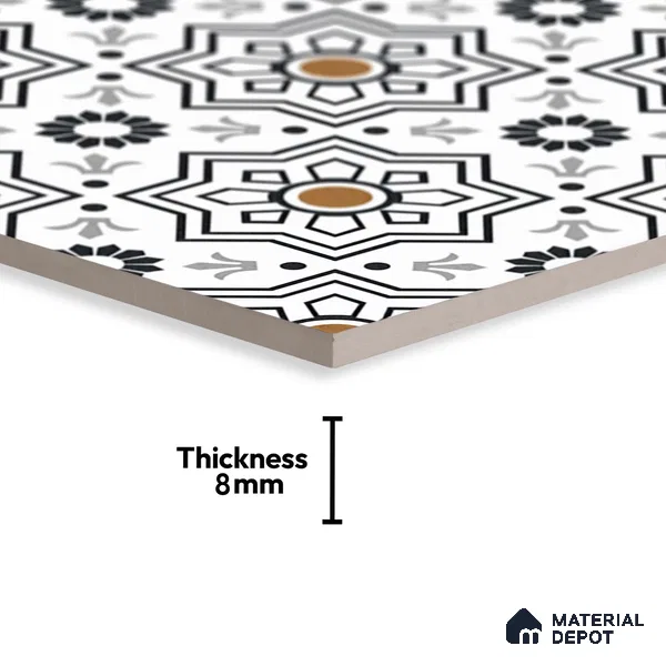 Moroccan Look Wall & Floor Tile TL 08461  2 ft x 2 ft Porcelain Matte Finish - 8 mm | Suitable For Kitchen Backsplash, Balcony, Dining Area | Please Expect a Slight Variation of Pattern