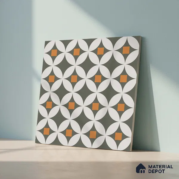 Moroccan Look Wall & Floor Tile TL 08463  2 ft x 2 ft Porcelain Matte Finish - 8 mm | Please Expect a Slight Variation of Pattern (Sample)