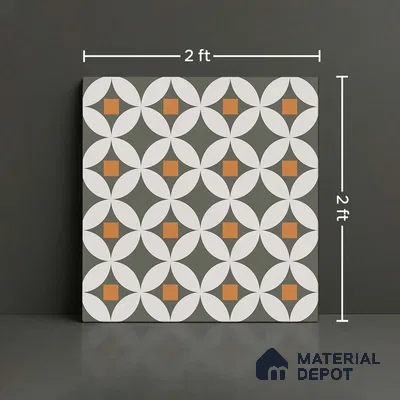 Moroccan Look Wall & Floor Tile TL 08463  2 ft x 2 ft Porcelain Matte Finish - 8 mm | Please Expect a Slight Variation of Pattern (Sample)