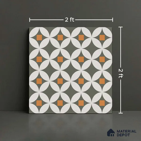 Moroccan Look Wall & Floor Tile TL 08463  2 ft x 2 ft Porcelain Matte Finish - 8 mm | Please Expect a Slight Variation of Pattern (Sample)