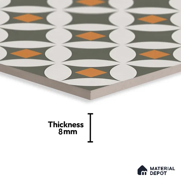 Moroccan Look Wall & Floor Tile TL 08463  2 ft x 2 ft Porcelain Matte Finish - 8 mm | Please Expect a Slight Variation of Pattern (Sample)