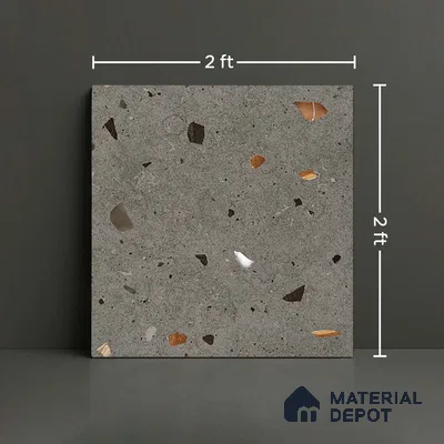 Terrazzo Wall & Floor Tile TL 08214 B Celeste Grafito 2 ft x 2 ft Vitrified Matte Finish - 9 mm