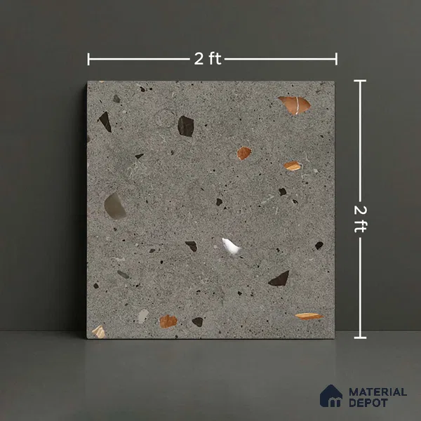 Terrazzo Wall & Floor Tile TL 08214 B Celeste Grafito 2 ft x 2 ft Vitrified Matte Finish - 9 mm