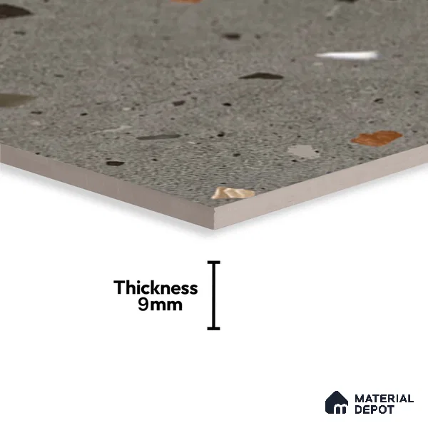 Terrazzo Wall & Floor Tile TL 08214 B Celeste Grafito 2 ft x 2 ft Vitrified Matte Finish - 9 mm