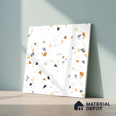 Terrazzo Wall & Floor Tile TL 08214 C Celeste Milk 2 ft x 2 ft Vitrified Matte Finish - 9 mm