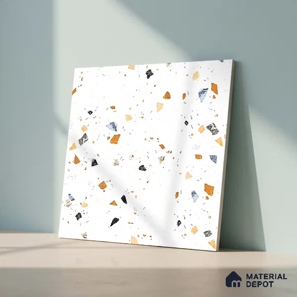 Terrazzo Wall & Floor Tile TL 08214 C Celeste Milk 2 ft x 2 ft Vitrified Matte Finish - 9 mm