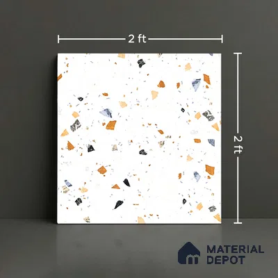Terrazzo Wall & Floor Tile TL 08214 C Celeste Milk 2 ft x 2 ft Vitrified Matte Finish - 9 mm