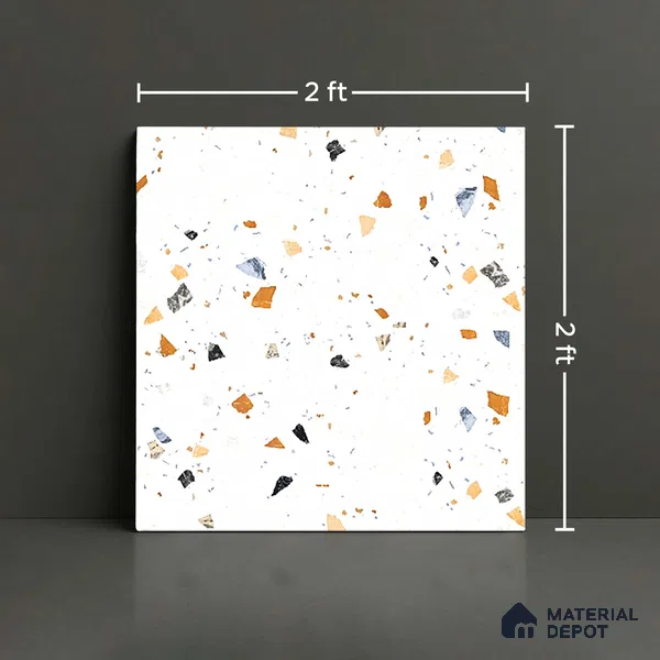 Terrazzo Wall & Floor Tile TL 08214 C Celeste Milk 2 ft x 2 ft Vitrified Matte Finish - 9 mm