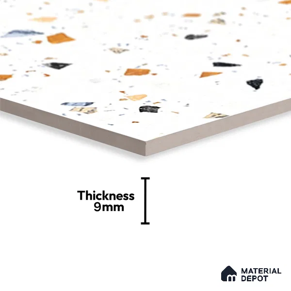 Terrazzo Wall & Floor Tile TL 08214 C Celeste Milk 2 ft x 2 ft Vitrified Matte Finish - 9 mm