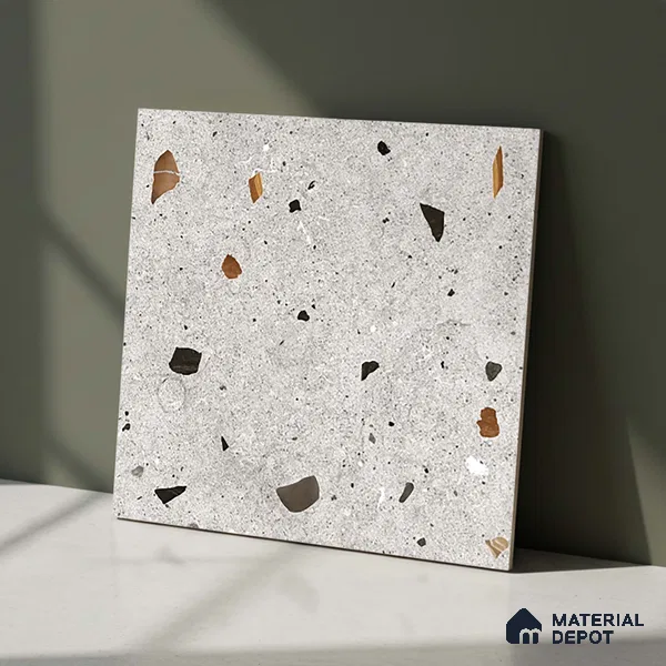 Terrazzo Wall & Floor Tile TL 08214 Celeste Gris 2 ft x 2 ft Vitrified Matte Finish - 9 mm