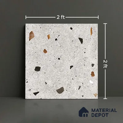 Terrazzo Wall & Floor Tile TL 08214 Celeste Gris 2 ft x 2 ft Vitrified Matte Finish - 9 mm