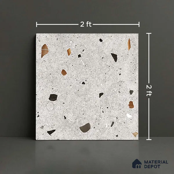 Terrazzo Wall & Floor Tile TL 08214 Celeste Gris 2 ft x 2 ft Vitrified Matte Finish - 9 mm