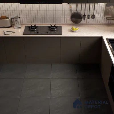 Stone Wall & Floor Tile TL 07625 Interno Anthracite 2 ft x 2 ft Vitrified Matte Finish - 9 mm | 4 Random Design (Sample)