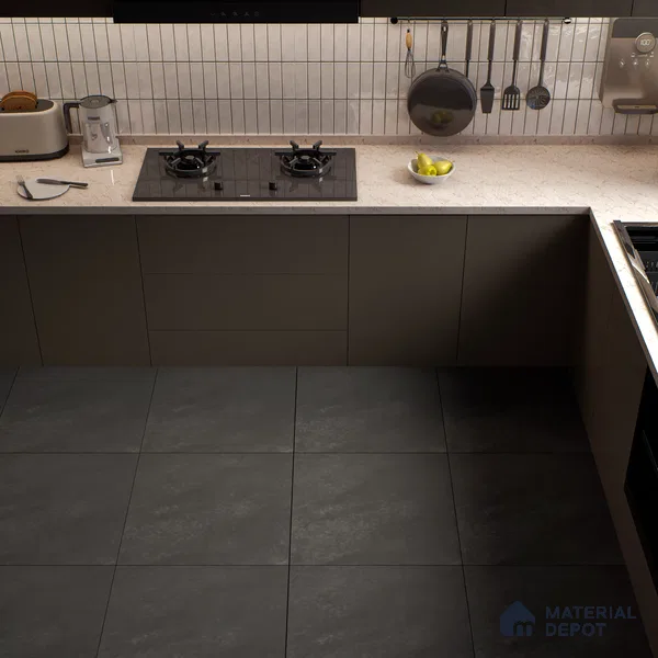 Stone Wall & Floor Tile TL 07625 Interno Anthracite 2 ft x 2 ft Vitrified Matte Finish - 9 mm | 4 Random Design (Sample)
