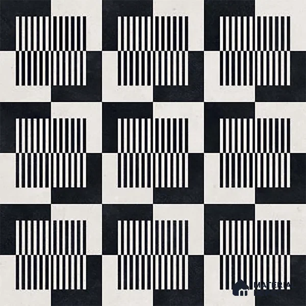 Moroccan Floor & Wall Tile TL 09812  2 ft x 2 ft Black Vitrified Matte Finish Tile - 9 mm | Suitable For Kitchen, Foyer, Dining Area | Please Expect a Slight Variation of Pattern
