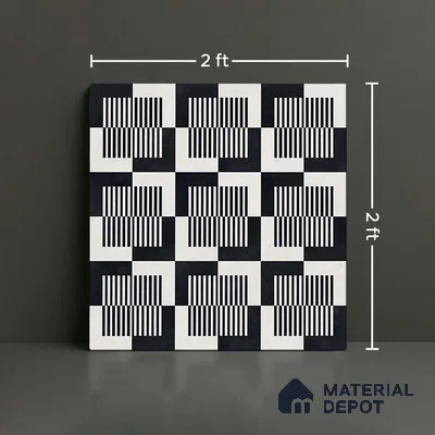 Moroccan Floor & Wall Tile TL 09812  2 ft x 2 ft Black Vitrified Matte Finish Tile - 9 mm | Suitable For Kitchen, Foyer, Dining Area | Please Expect a Slight Variation of Pattern