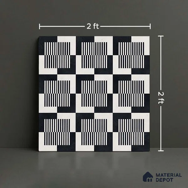Moroccan Floor & Wall Tile TL 09812  2 ft x 2 ft Black Vitrified Matte Finish Tile - 9 mm | Suitable For Kitchen, Foyer, Dining Area | Please Expect a Slight Variation of Pattern