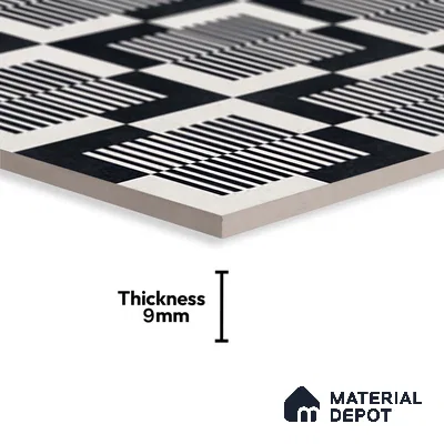Moroccan Floor & Wall Tile TL 09812  2 ft x 2 ft Black Vitrified Matte Finish Tile - 9 mm | Suitable For Kitchen, Foyer, Dining Area | Please Expect a Slight Variation of Pattern