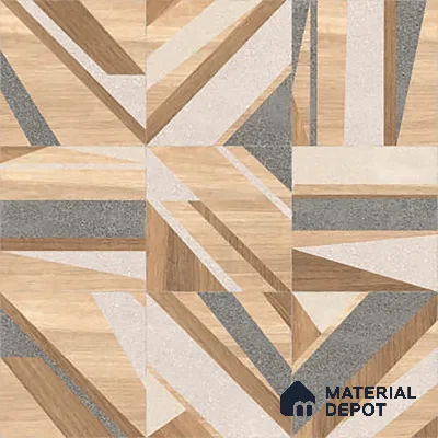Patterned Floor & Wall Tile TL 09810  2 ft x 2 ft Brown Vitrified Matte Finish Tile - 9 mm | Ideal for Living Room, Bedroom, Bathroom, Kitchen | Please Expect a Slight Variation of Pattern (Sample)