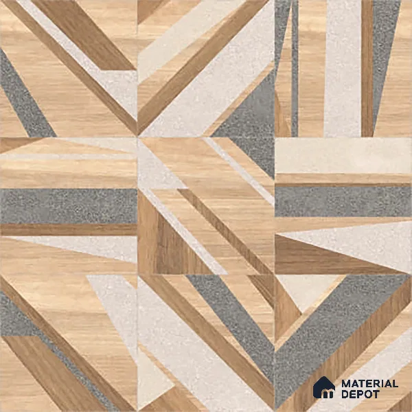Patterned Floor & Wall Tile TL 09810  2 ft x 2 ft Brown Vitrified Matte Finish Tile - 9 mm | Ideal for Living Room, Bedroom, Bathroom, Kitchen | Please Expect a Slight Variation of Pattern (Sample)
