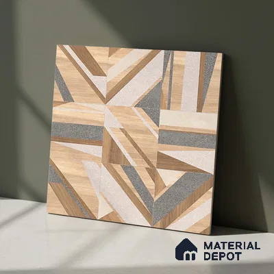 Patterned Floor & Wall Tile TL 09810  2 ft x 2 ft Brown Vitrified Matte Finish Tile - 9 mm | Ideal for Living Room, Bedroom, Bathroom, Kitchen | Please Expect a Slight Variation of Pattern (Sample)