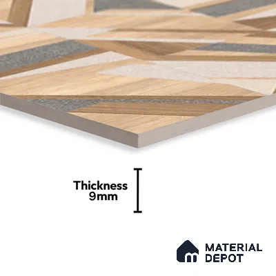 Patterned Floor & Wall Tile TL 09810  2 ft x 2 ft Brown Vitrified Matte Finish Tile - 9 mm | Ideal for Living Room, Bedroom, Bathroom, Kitchen | Please Expect a Slight Variation of Pattern (Sample)