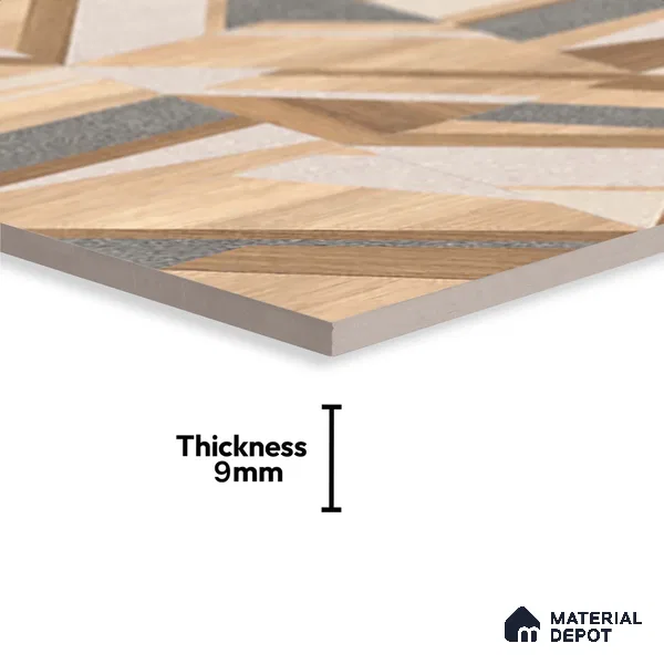 Patterned Floor & Wall Tile TL 09810  2 ft x 2 ft Brown Vitrified Matte Finish Tile - 9 mm | Ideal for Living Room, Bedroom, Bathroom, Kitchen | Please Expect a Slight Variation of Pattern (Sample)