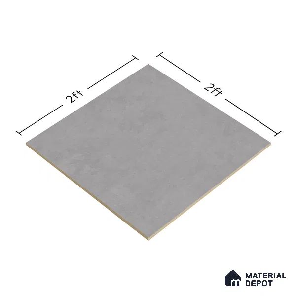 Cement Look Floor Tile TL 07534 Burnished Chrome 2 ft x 2 ft Matte Finish Vitrified Tile - 9 mm | 8 Random | Design Suitable For Living Room, Bedroom & Dining