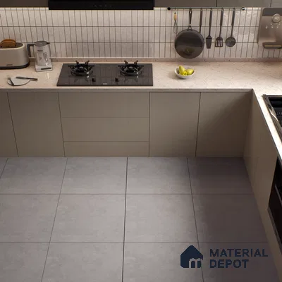 Cement Look Floor Tile TL 07534 Burnished Chrome 2 ft x 2 ft Matte Finish Vitrified Tile - 9 mm | 8 Random | Design Suitable For Living Room, Bedroom & Dining