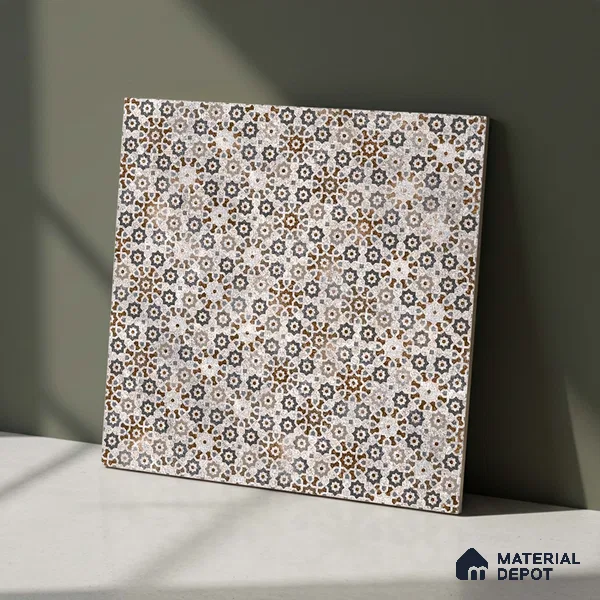 Moroccan Floor & Wall Tile TL 09805  2 ft x 2 ft  Vitrified Matte Finish Tile - 9 mm | Suitable For Kitchen, Balcony, Dining Area | Please Expect a Slight Variation of Pattern